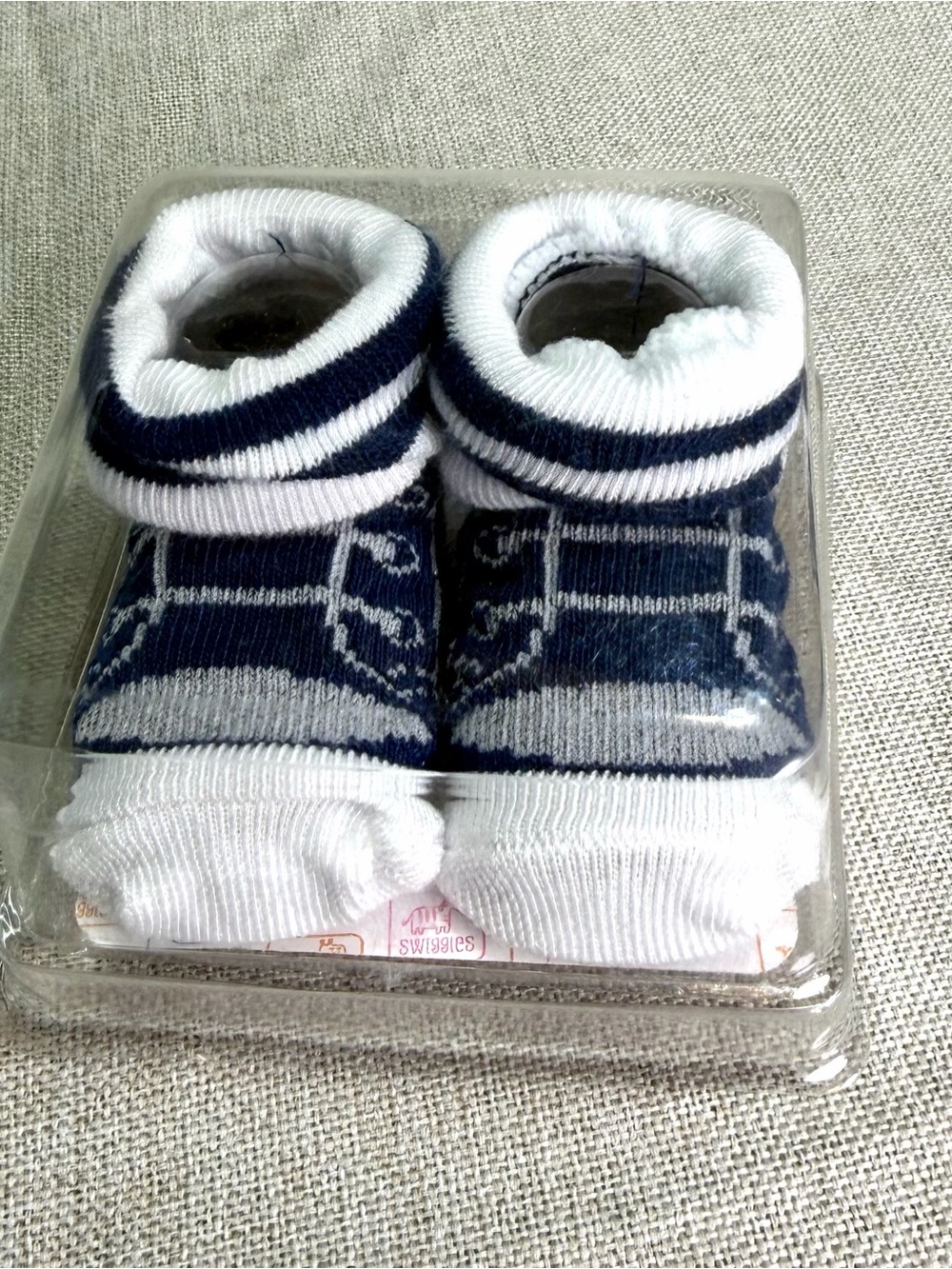 Swiggles Navy and White Baby Sock Booties